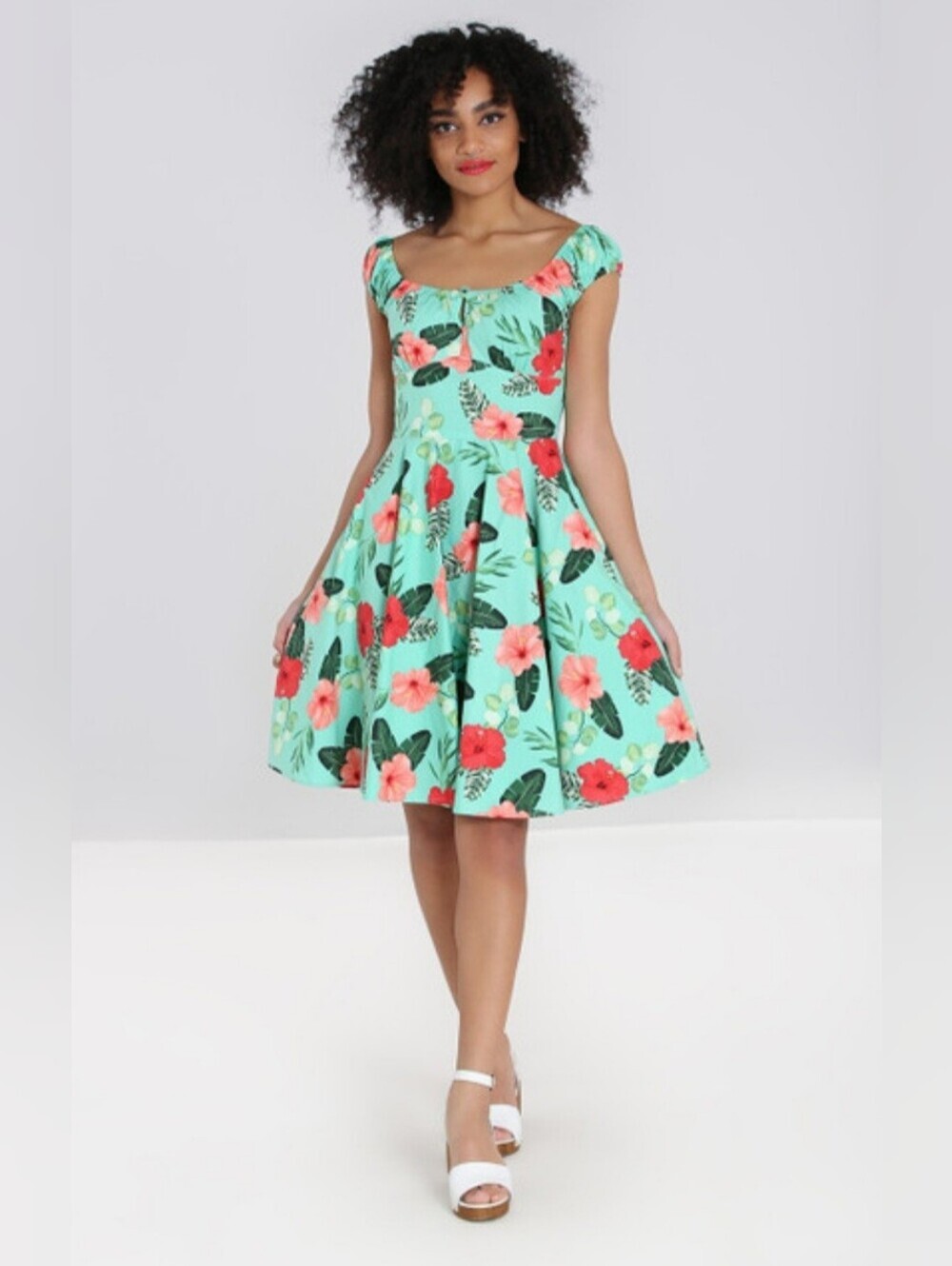 Hell Bunny (75$) | 'Moana' Tropical Print Mid Dress, Size XS